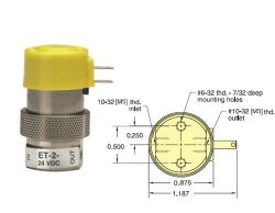 24V, 2/2-Wege Elektromagnetventil, normal geschlossen, Inline-Montage, Kabelfahnen