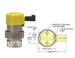 24V, 2/2-Wege Elektromagnetventil, normal geschlossen, Inline-Montage, Steckverbindung