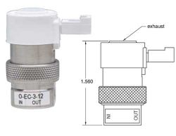 24V, Oxygen Clean, 3/2-Wege Elektromagnetventil, normal geschlossen, Inline-Montage, Steckverbindung, M5