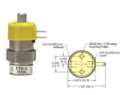 12V, 3/2-Wege Elektromagnetventil, alle Anschlüsse nutzbar, Niederdruck / hoher Luftdurchsatz, Inline/Block-Montage, Kabelfahnen, M5