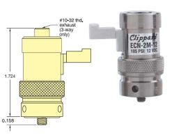 6V, 2/2-Wege Elektromagnetventil, normal geöffnet, Block-Montage, Steckverbindung, FKM / PFPE