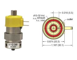 12V, 3/2-Wege Elektromagnetventil, alle Anschlüsse nutzbar, Niederdruck / hoher Luftdurchsatz, Block-Montage, Kabelfahnen, M5, FKM / PFPE