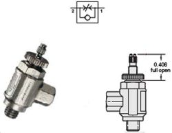 MFC-3A, #10-32, einstellbares Abluft-Drosselrückschlagventil, Ausgang #10-32 Innengewinde