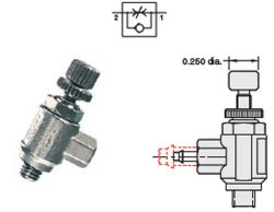 MFC-3AK2, #10-32, einstellbares Abluft-Drosselrückschlagventil, Ausgang 1/8\