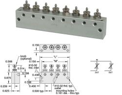 BNM-2N, 2-Stationen-Block, mit Sammelanschluss und einstellbaren Nadelventilen, Einstellung über Schlitzschraube