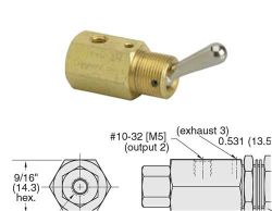 M5, 2/2-W-Ventil, normal geöffnet, nicht rastend, Niro-Hebel