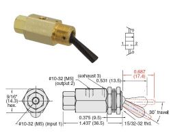 #10/32, 3/2-W-Ventil, normal geschlossen, nicht rastend, Kunstst