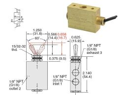 1/8 NPT, 3/2-Wege-Schieberventil mit Kunststoff-Hebel, 2 Positio