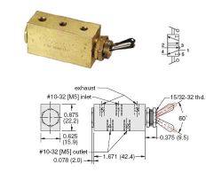 #10-32  5/2-Wegeventil mit Niro-Hebel, 2 Stellungen