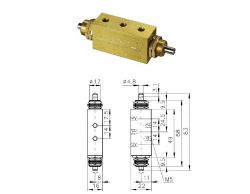 5/2-Wege-Schieberventil, beidseitig Stößel, M5