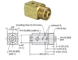 3/2-Wegeventil,normal offen,einseitig betätigt,#10-32 (M5)