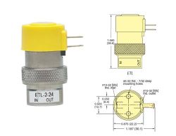 12V, 2/2-Wege Latching Elektromagnetventil, Kabelfahnen, Inline-Montage, 0.040\