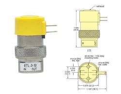 12V, 3/2-Wege Latching Elektromagnetventil, Kabelfahnen, Inline-Montage, 0.025\