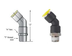 PQ-MA06MR, 45°-Winkelverschraubung einseitig mit Sechskant und R1/8-Gewinde, 6mm Steckanschluss