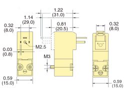 220VAC, 3/2-Wegeventil, DIN-Steckanschluss, 1.6mm, 2.5Watt, 15mm, normal geschlossen