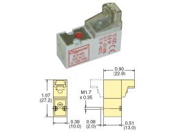 24V, 2/2-Wegeventil, normal geschlossen, mit 90°-Steckanschluss, für 10mm Verteilerplatte