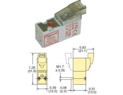 12V, 3/2-Wegeventil, normal geschlossen, mit gradem Steckanschluss, für 10mm Verteilerplatte