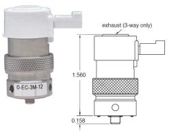 6V, Oxygen Clean, 3/2-Wege Elektromagnetventil, normal geschlossen, Block-Montage, Steckverbindung, M5